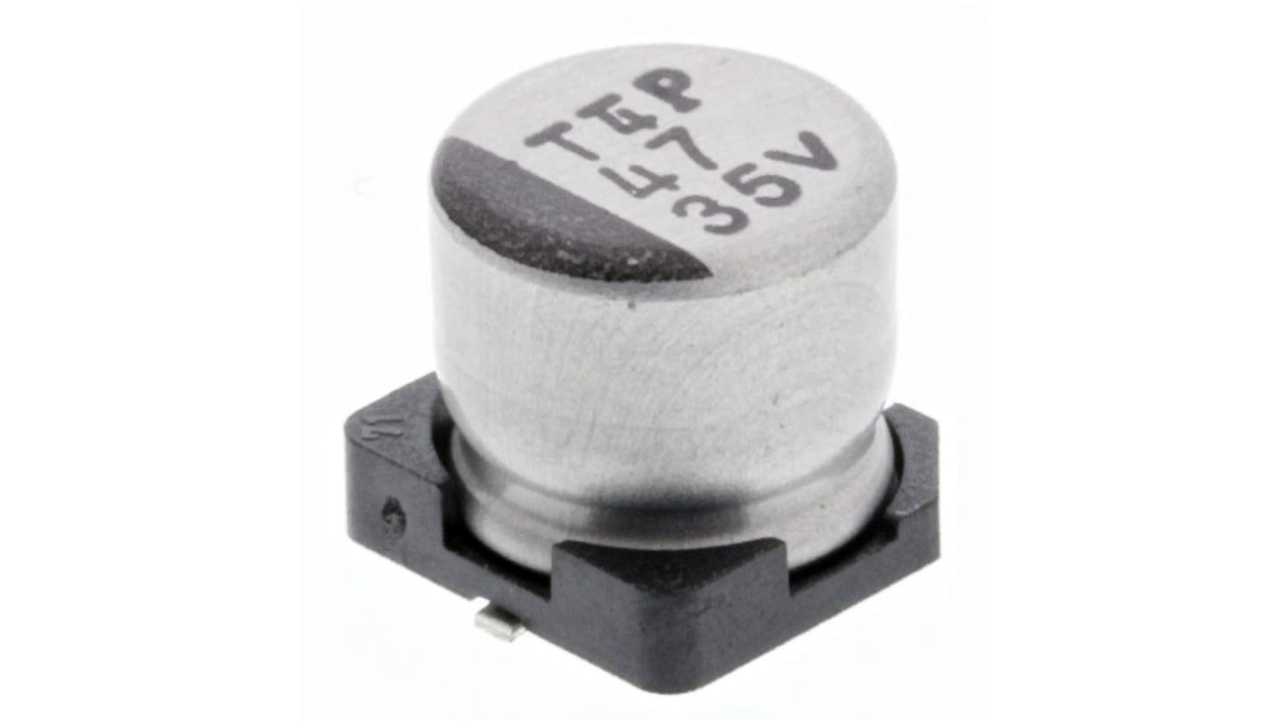 Condensador electrolítico Nichicon serie WT, 47μF, ±20%, 35V dc, mont. SMD, 6.3 (Dia.) x 5.8mm, paso 2.2mm