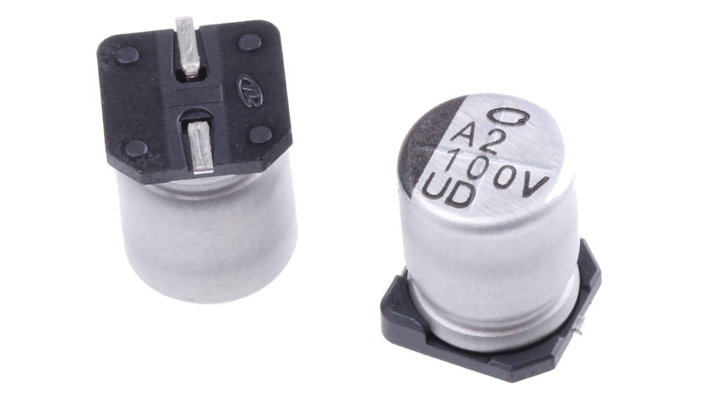 Condensatore Nichicon, serie UD, 100μF, 35V cc, ±20%, +105°C, SMD