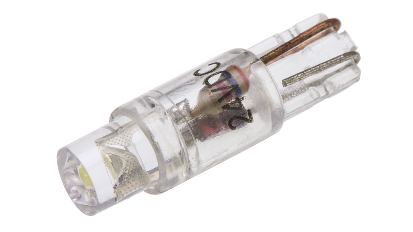 JKL Components LED指示灯泡, 白色, V 形灯座, Φ4.5mm, 20.3mm长, 24V, 15mA