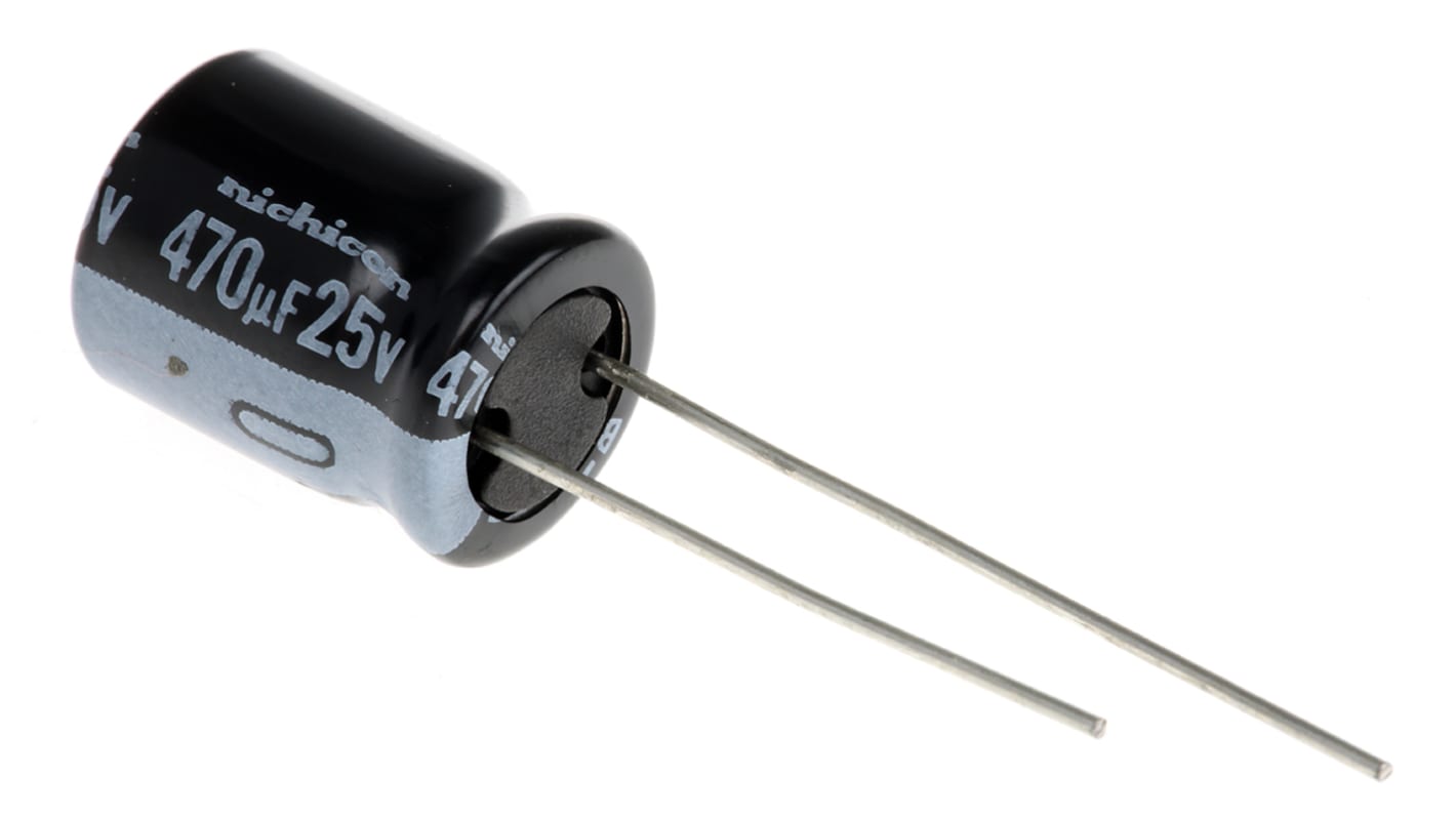 Nichicon 470μF Aluminium Electrolytic Capacitor 25V dc, Radial, Through Hole - UVY1E471MPD