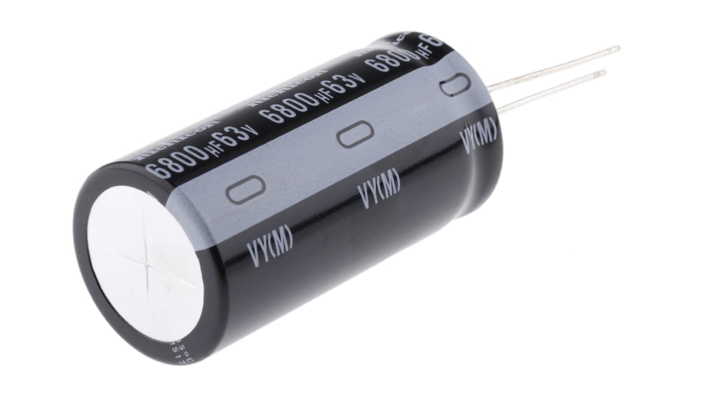 Nichicon 6800μF Aluminium Electrolytic Capacitor 63V dc, Radial, Through Hole - UVY1J682MRD