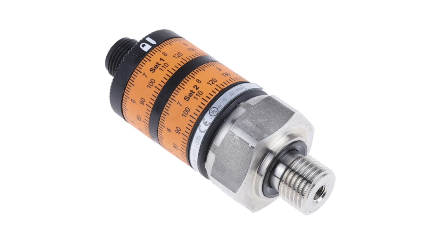Presostato manométrica ifm electronic, 0bar → 10bar, G1/4, 9,6 → 32 Vdc, salida PNP 2NA, para Gas, líquido, IP67