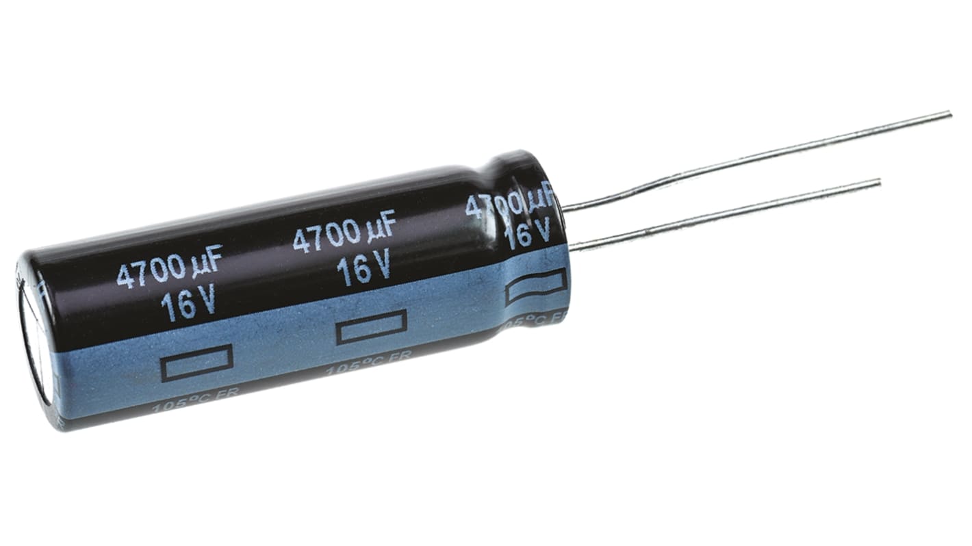 Condensatore Panasonic, serie FR Radial, 4700μF, 16V cc, ±20%, +105°C, Radiale, Foro passante