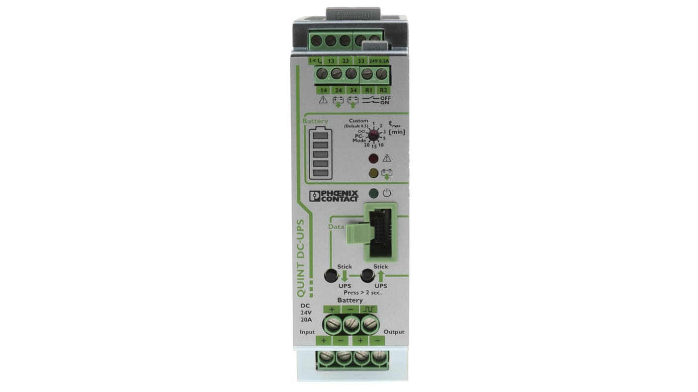 Phoenix Contact 24V dc Input DIN Rail Uninterruptible Power Supply (480W), QUINT-UPS