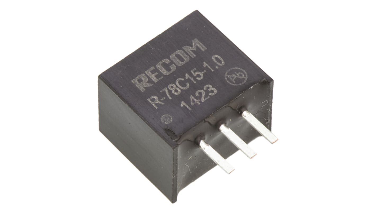 Régulateur de commutation Recom, R-78C-1.0, entrée 18 → 42V c.c., sortie 15V c.c., 1A, 15W