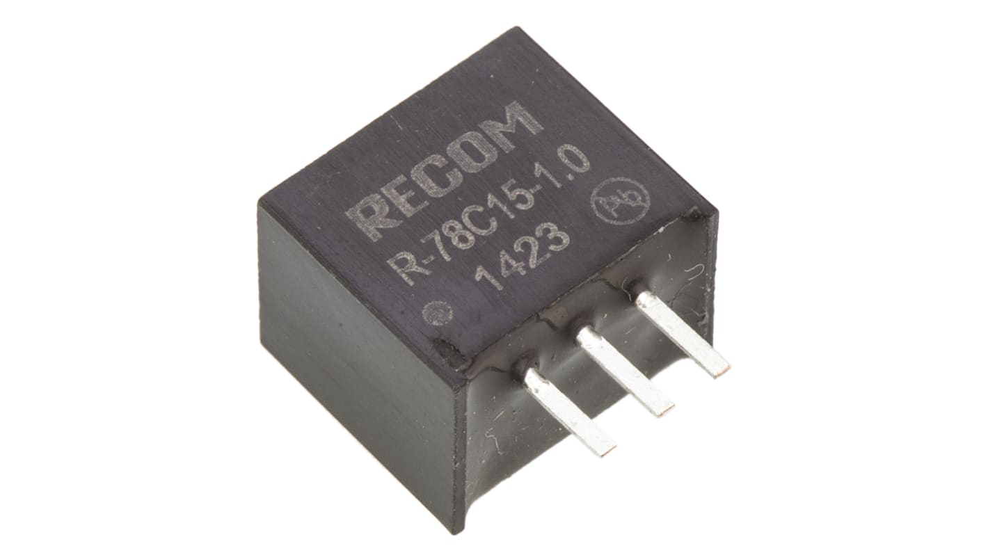 Recom Switching Regulator, Through Hole, 15V dc Output Voltage, 18 → 42V dc Input Voltage, 1A Output Current, 1