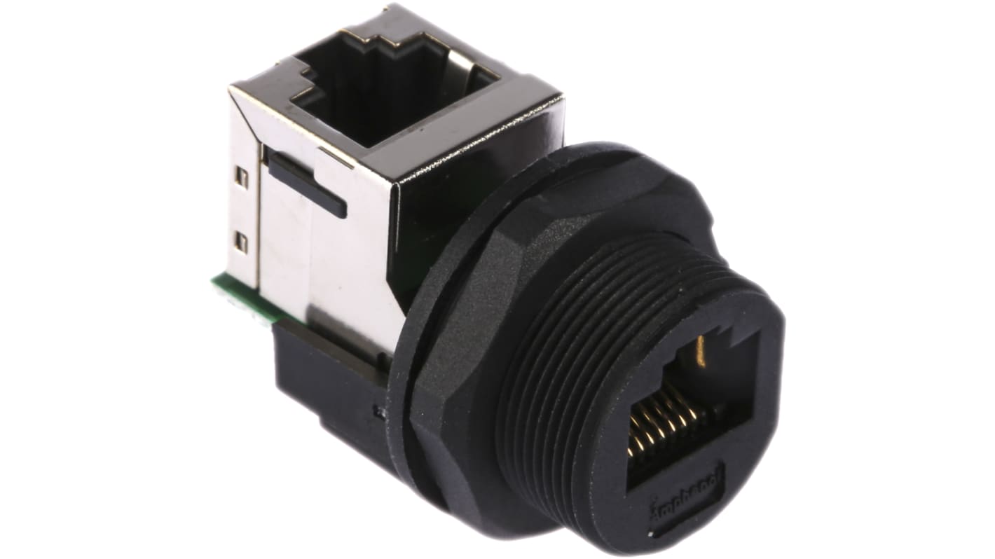 Amphenol Socapex RJ45F7RJ Series Female RJ45 Connector, Panel Mount