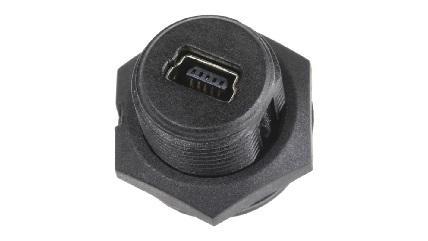 Amphenol Socapex Straight, Through Hole, Socket- Single Port Type Mini B 2.0 USB Connector