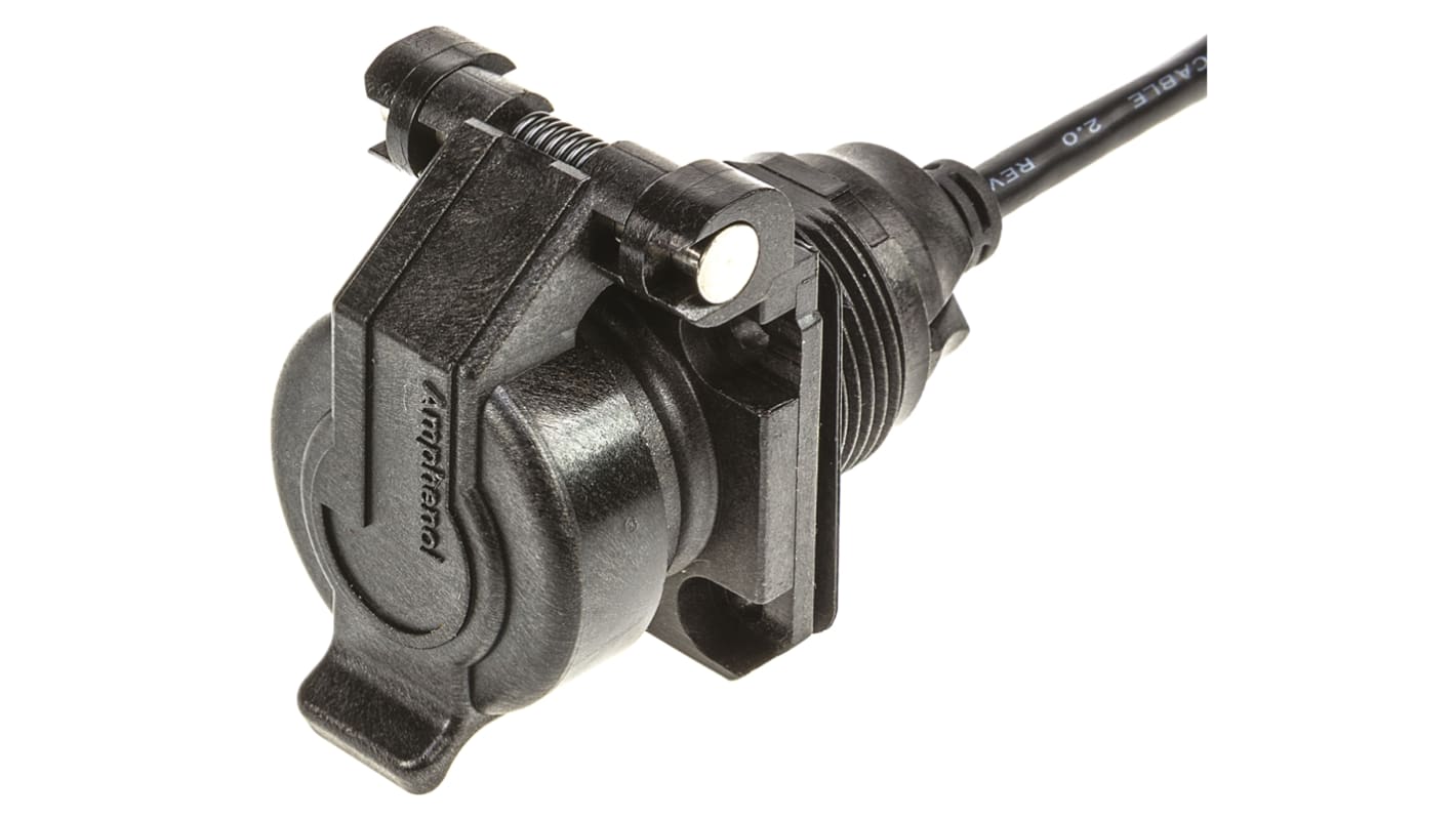 Amphenol Socapex Straight, Panel Mount, Female to Male- Single Port Type A 2.0 IP54 USB Connector