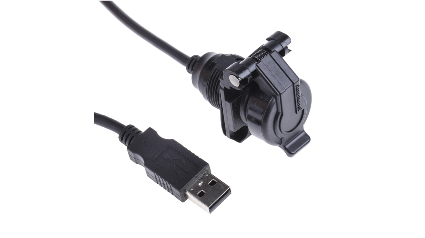 Amphenol Straight, Panel Mount, Female to Male Type A 2.0 IP54 USB Connector