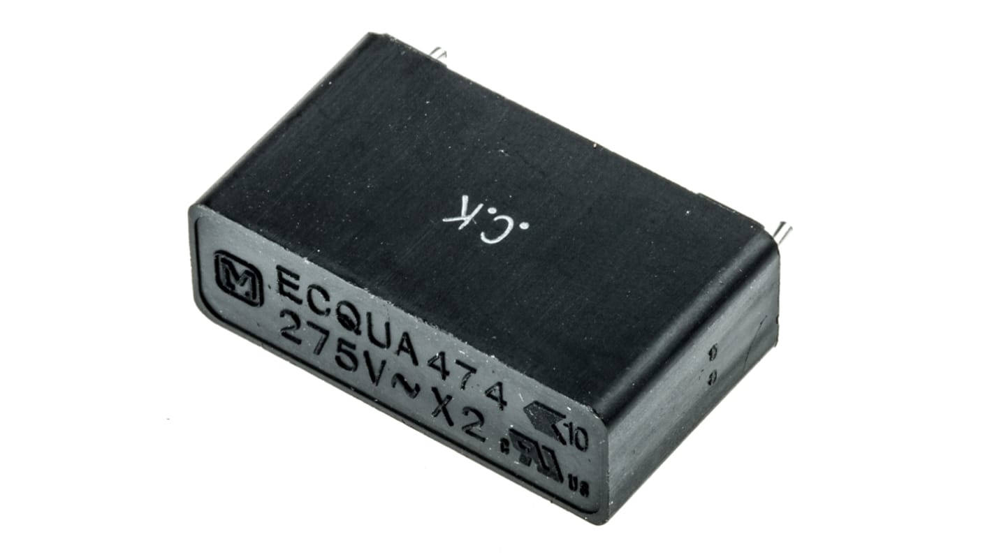 Panasonic ECQUA Metallised Polypropylene Film Capacitor, 275V ac, ±10%, 470nF, Through Hole