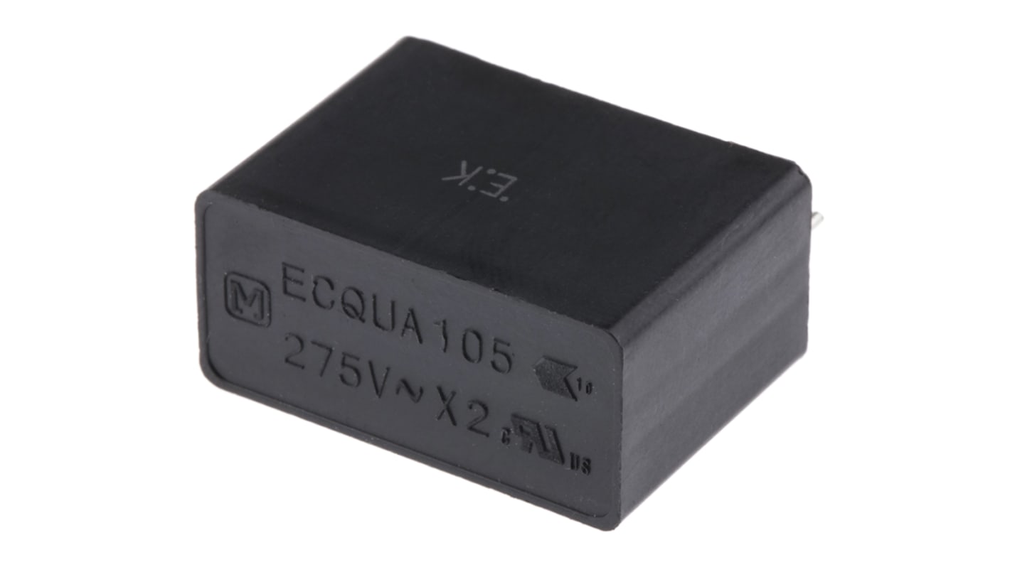 ECQUAAF105KA | Panasonic フィルムコンデンサ, 275V ac, 1μF ECQUAAF105KA | Panasonic フィルムコンデンサ, 275V ac, 1μF