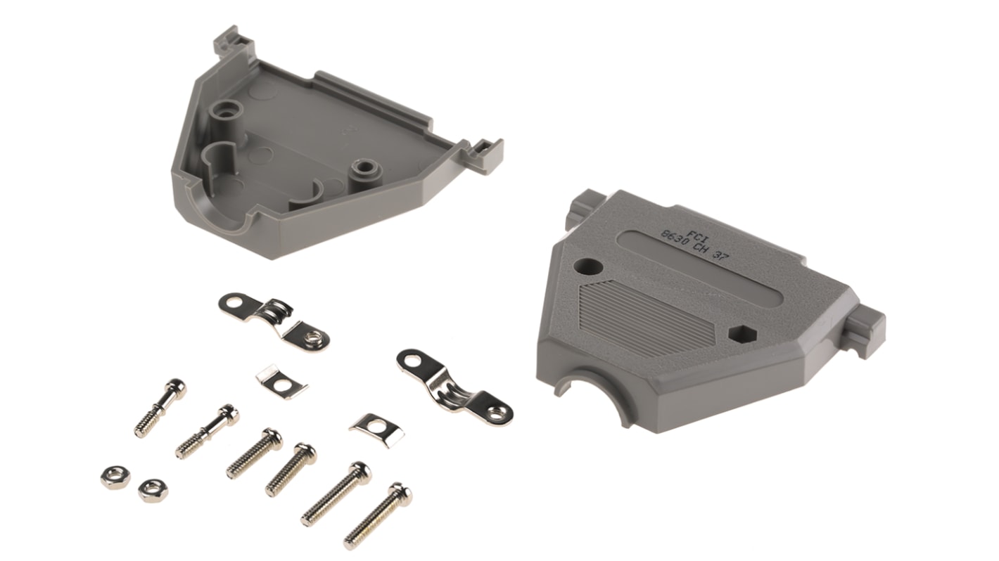 Amphenol Communications Solutions D-Sub バックシェエル 8630CH シリーズ 37 極 C, グレー, 8630CH37UNCLF