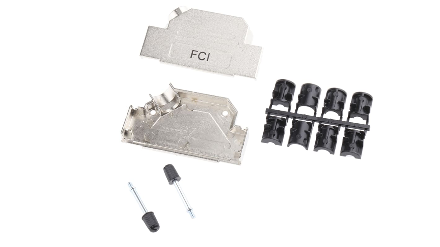 Amphenol Communications Solutions 8655MHR Series Die Cast Zinc Angled D Sub Backshell, 37 Way, Strain Relief
