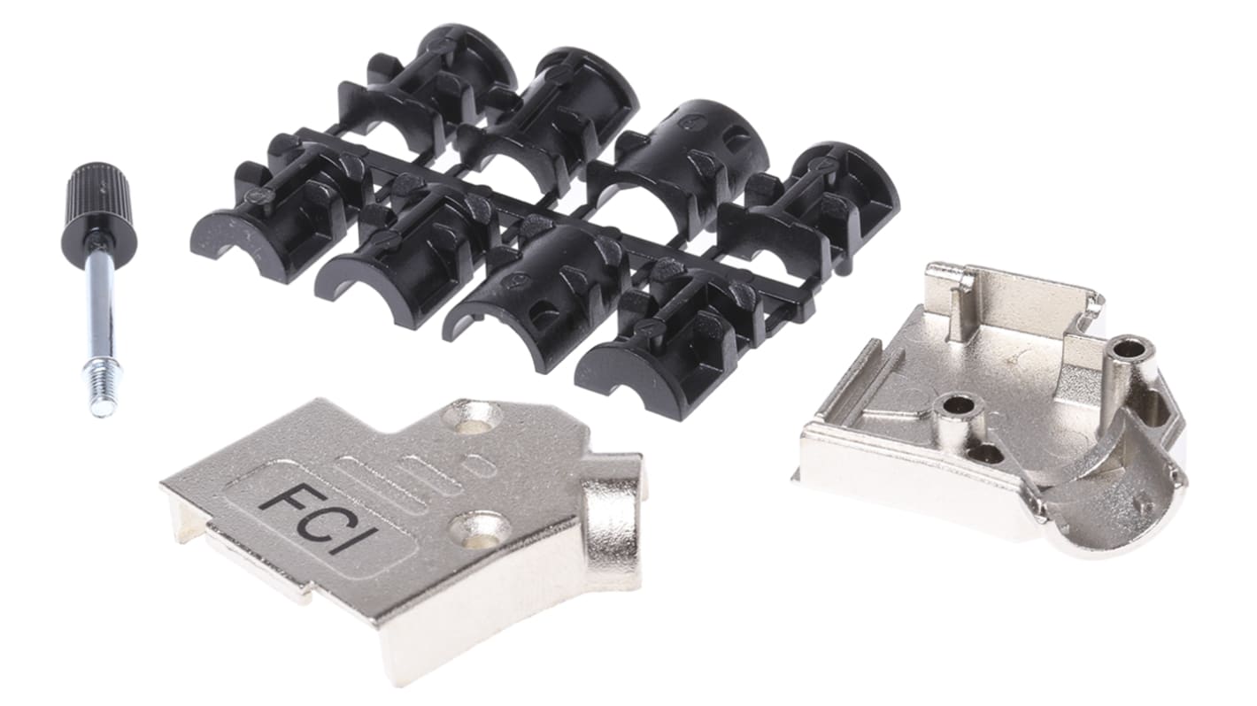 Amphenol Communications Solutions 8655MHR Series Die Cast Zinc Angled D Sub Backshell, 9 Way, Strain Relief
