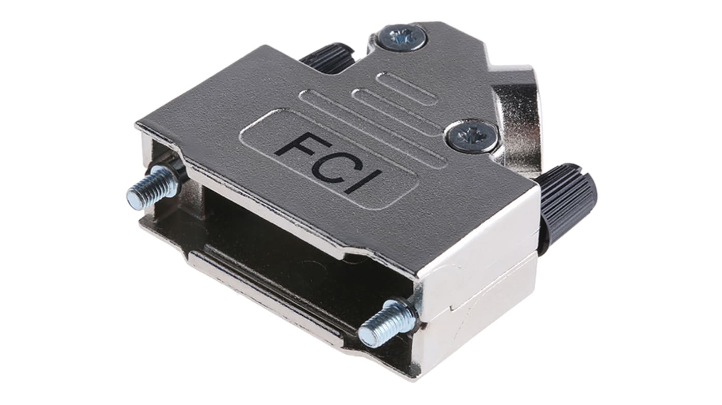 Amphenol Communications Solutions 8655MHR Series Die Cast Zinc Angled D Sub Backshell, 15 Way, Strain Relief