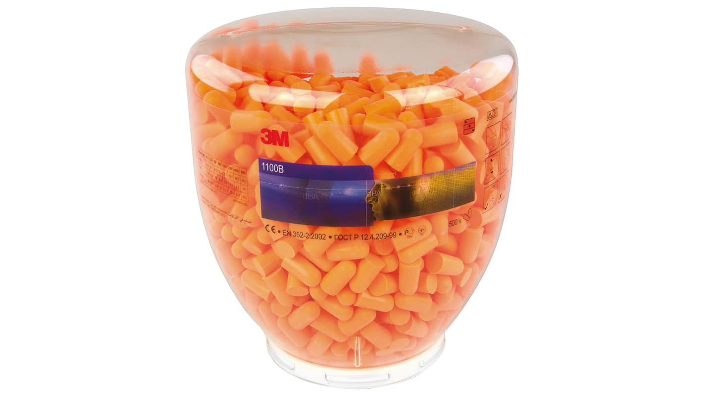 3M 3M 1100 Series Orange Disposable Uncorded Ear Plugs, 35dB Rated, 500 Pairs