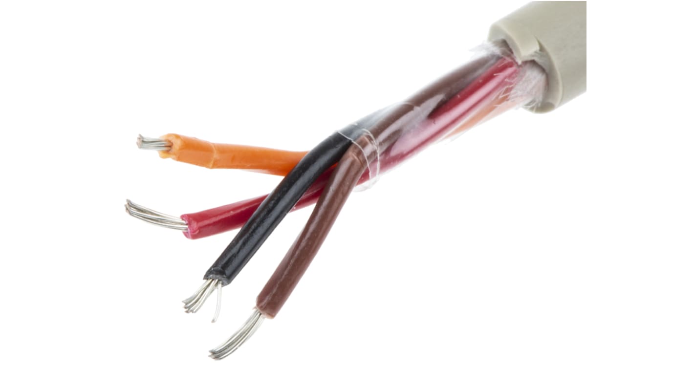 Cable de datos Alpha Wire ProTekt de 4 conductores, 0.14 mm², 26 AWG, long. 50m, Ø ext. 4.09mm, funda de PVC Gris