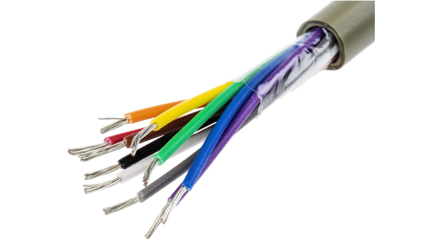 Alpha Wire ProTekt Series Data Cable, 10 Cores, 0.23 mm², Unscreened, 24 AWG, 50m, Tinned Copper Shield