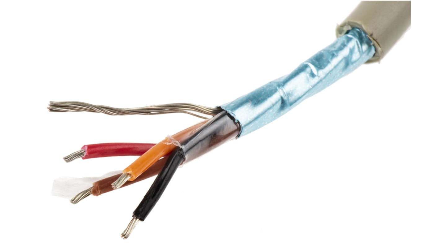 Cable de datos apantallado Alpha Wire ProTekt de 4 conductores, 0.14 mm², 26 AWG, long. 50m, Ø ext. 4.19mm, funda de
