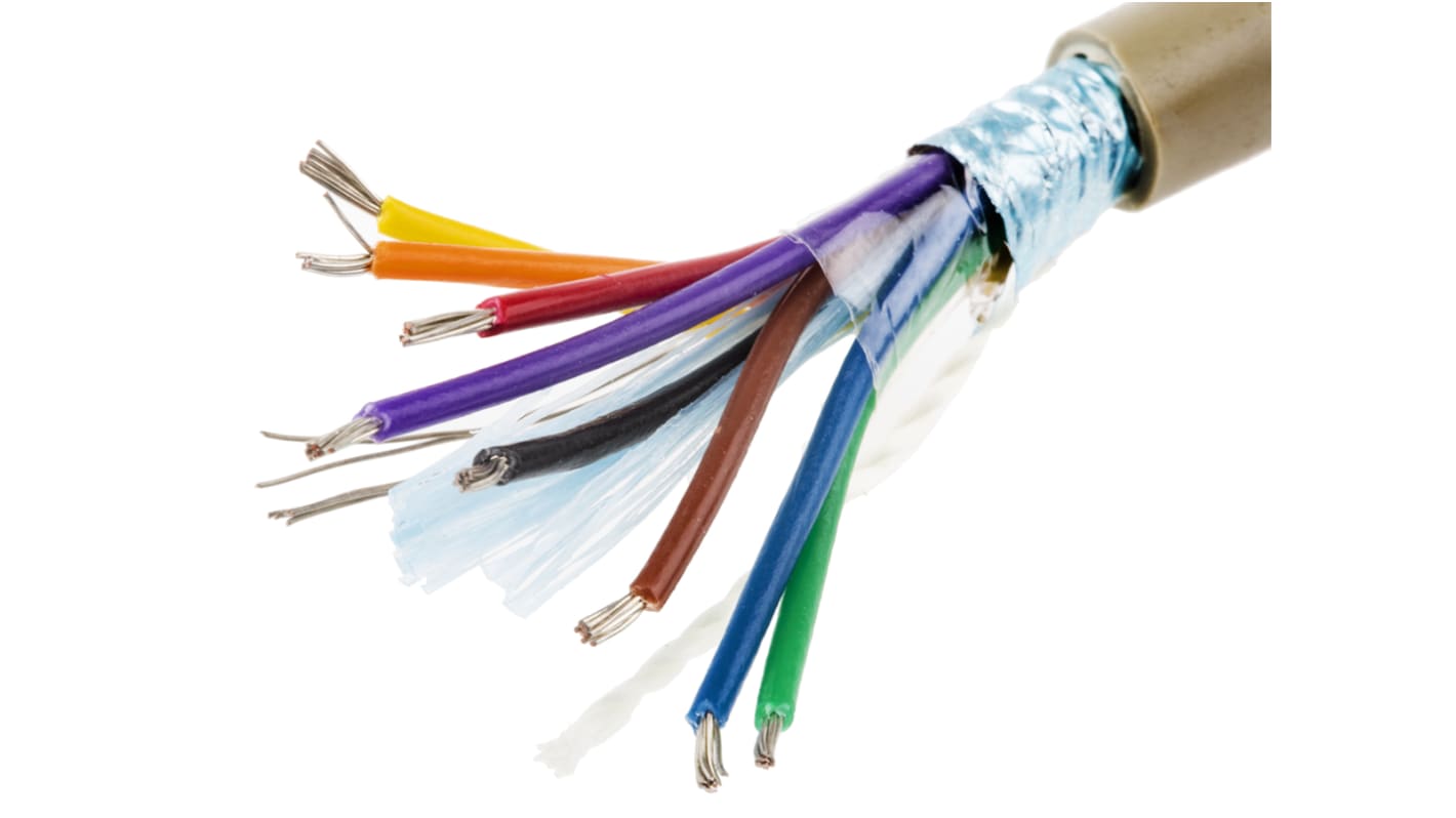 Cable de datos apantallado Alpha Wire ProTekt de 8 conductores, 0.23 mm², 24 AWG, long. 50m, Ø ext. 5.54mm, funda de