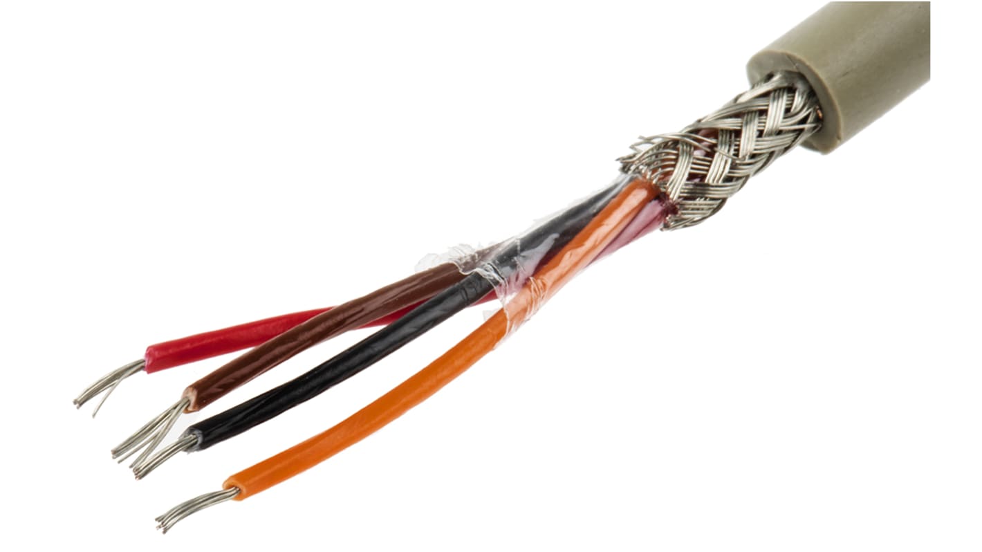 Cable de datos apantallado Alpha Wire ProTekt de 4 conductores, 0.09 mm², 28 AWG, long. 50m, Ø ext. 4.42mm, funda de