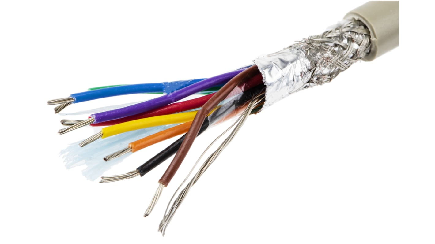 Cable de datos apantallado Alpha Wire ProTekt de 8 conductores, 0.23 mm², 24 AWG, long. 50m, Ø ext. 6.15mm, funda de