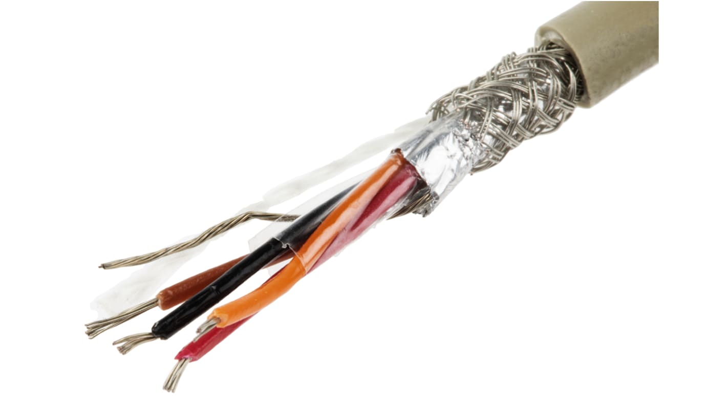 Cable de datos apantallado Alpha Wire ProTekt de 4 conductores, 0.35 mm², 22 AWG, long. 50m, Ø ext. 5.49mm, funda de
