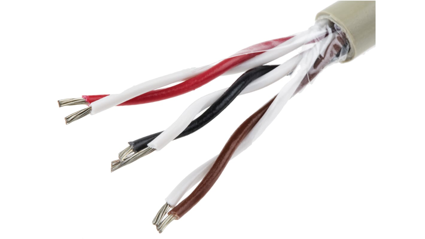 Alpha Wire ProTekt Datenkabel, 3-paarig 0,56 mm² Ø 8mm Keine Schirmung PVC isoliert Twisted Pair Grau