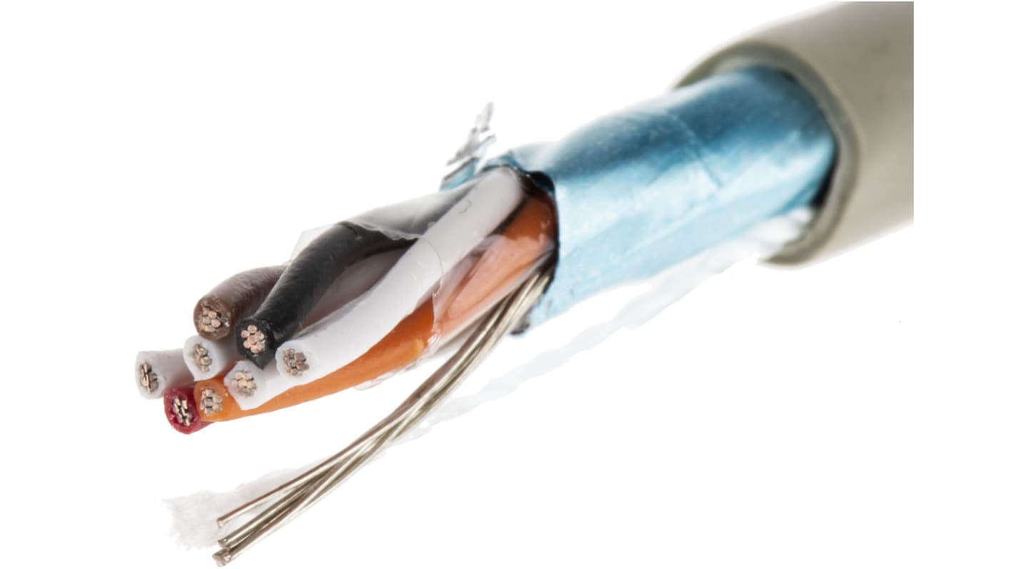 Alpha Wire ProTekt Series Data Cable, 4 Pairs, 8 Cores, 0.35 mm², Screened, 22 AWG, 50m, Screened Shield