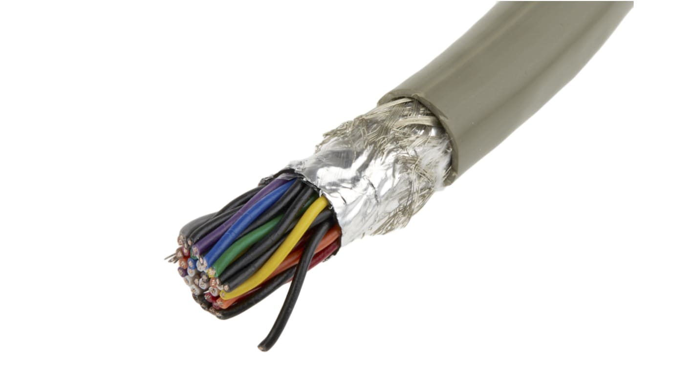 Alpha Wire ProTekt Datenkabel, 19-paarig 0,23 mm² Ø 11.58mm Folie und Geflecht Schirmung PVC isoliert Twisted Pair Grau