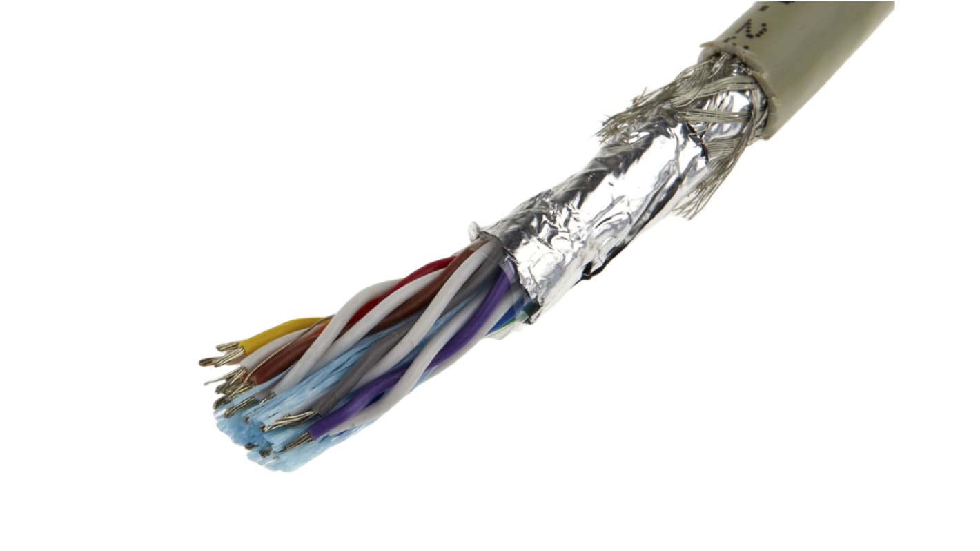 Alpha Wire ProTekt Series Data Cable, 9 Pairs, 18 Cores, 0.81 mm², Screened, 18 AWG, 50m, Foil and Braid Shield