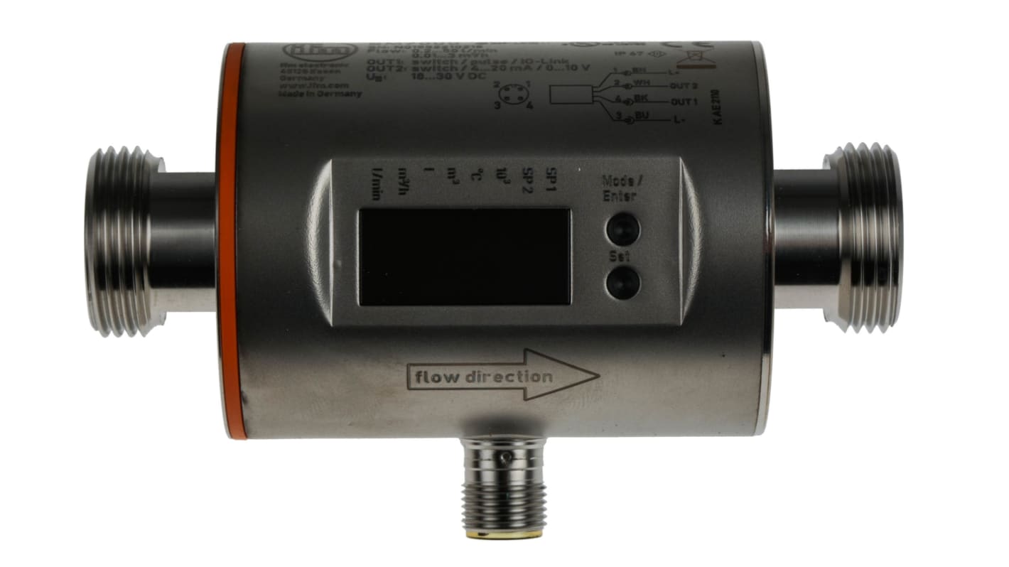 ifm electronic SM Series Magnetic-Inductive Flow Meter for Liquid, 0.2 L/min Min, 50 L/min Max