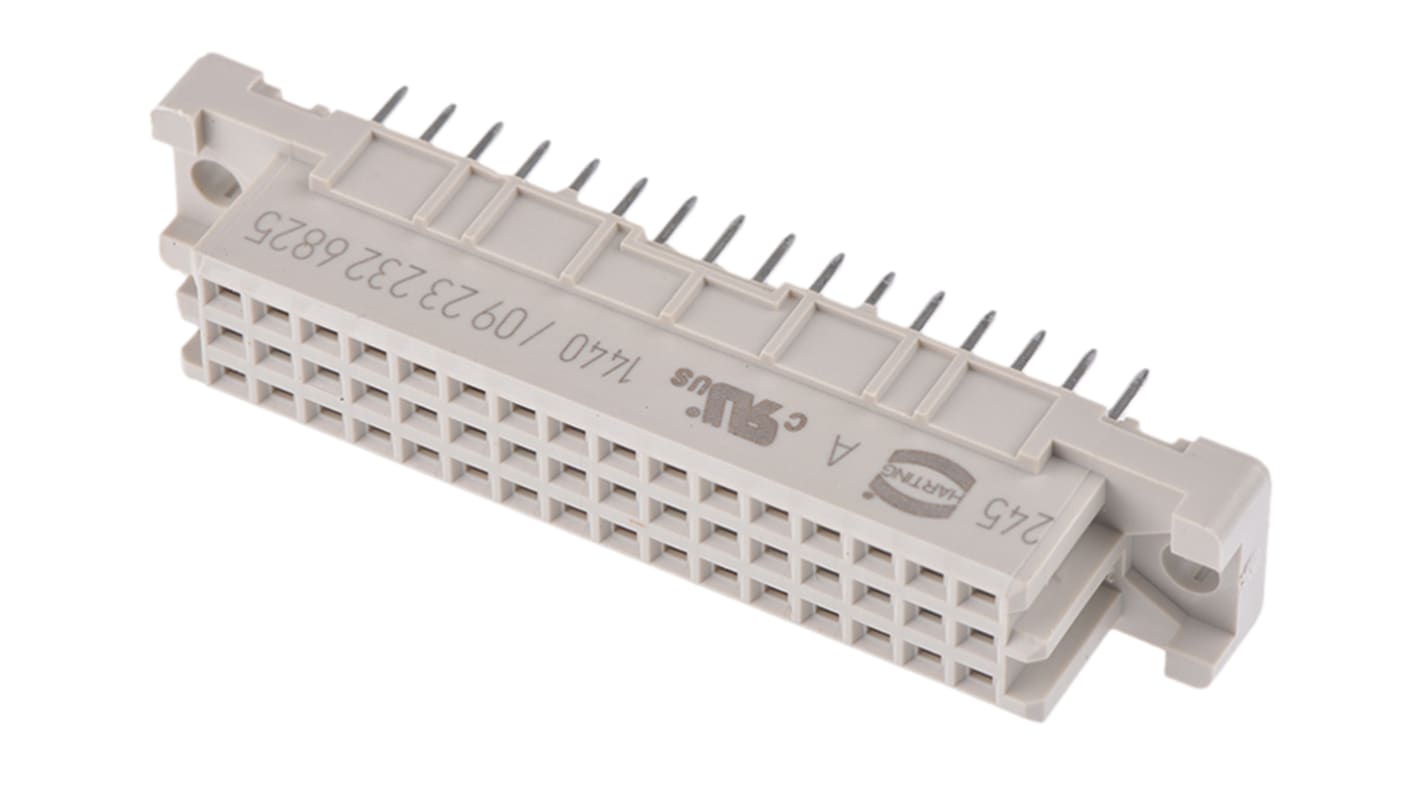Connettore DIN 41612 HARTING Femmina, Ad angolo diritto, 32 vie 3 file, terminazione a saldare