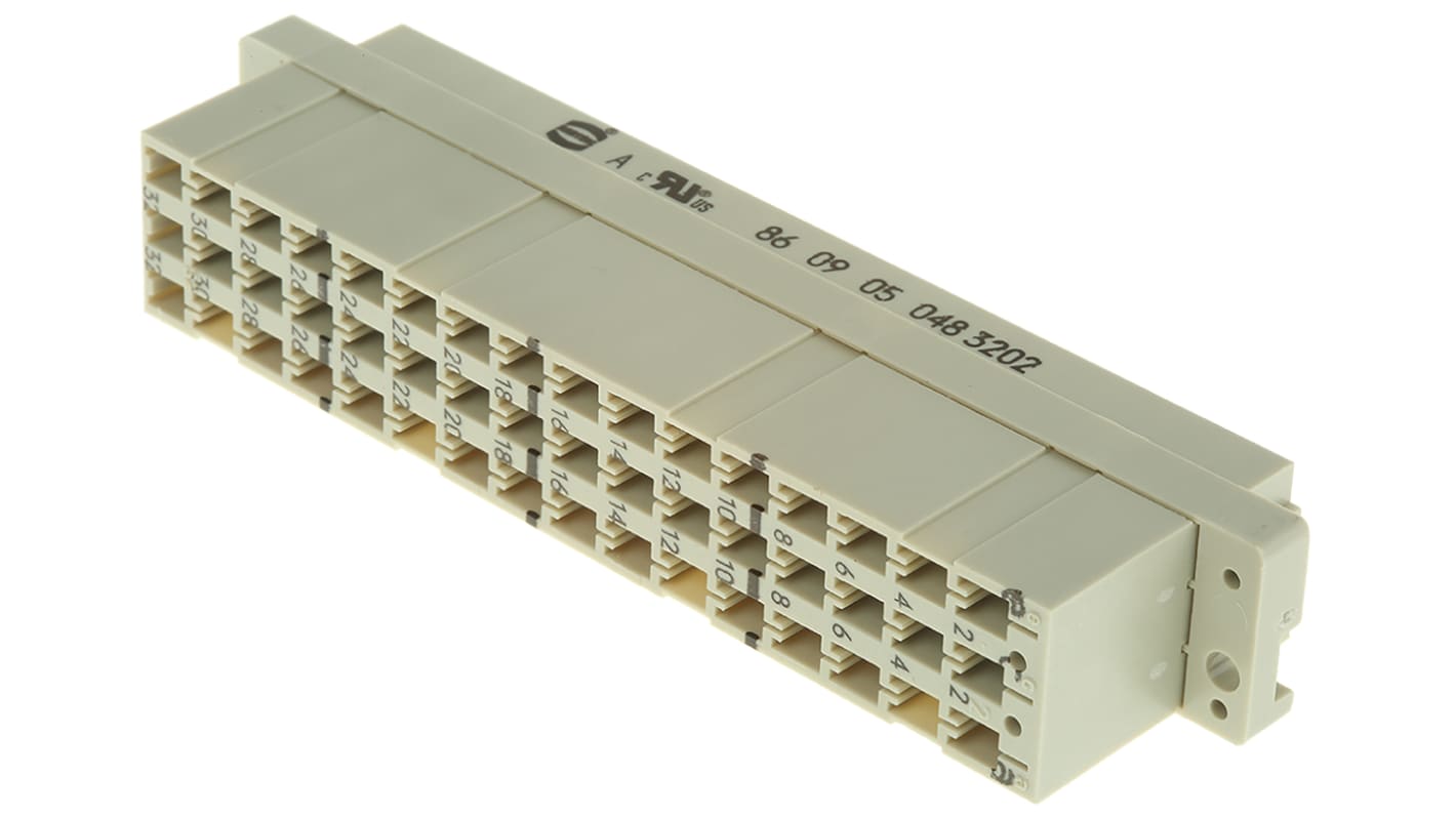 HARTING 09 05 48 Way 5.08mm Pitch, Type E, 3 Row, Straight DIN 41612 Connector, Socket