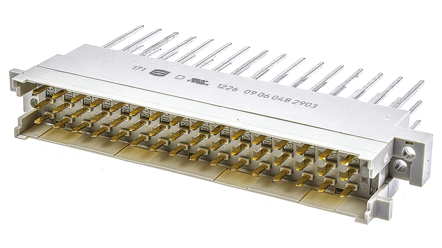 HARTING 09 06 48 Way 5.08mm Pitch, Type F Class C1, 3 Row, Straight DIN 41612 Connector, Plug