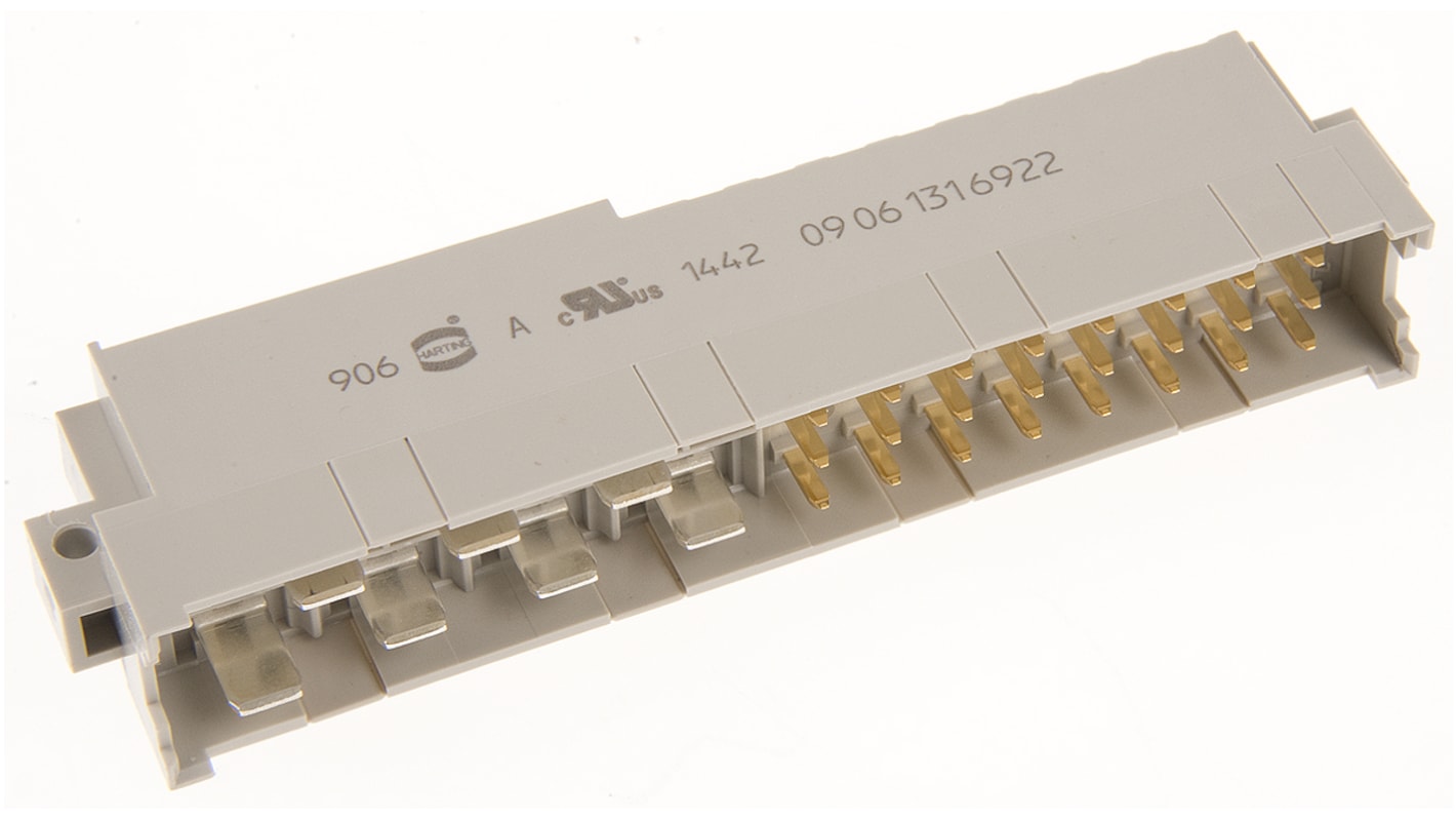 HARTING 09 06 24 + 7 Way 2.54 mm, 5.08 mm, 10.16 mm Pitch, Type MH Class C2, 2/3 Row, Right Angle DIN 41612 Connector,
