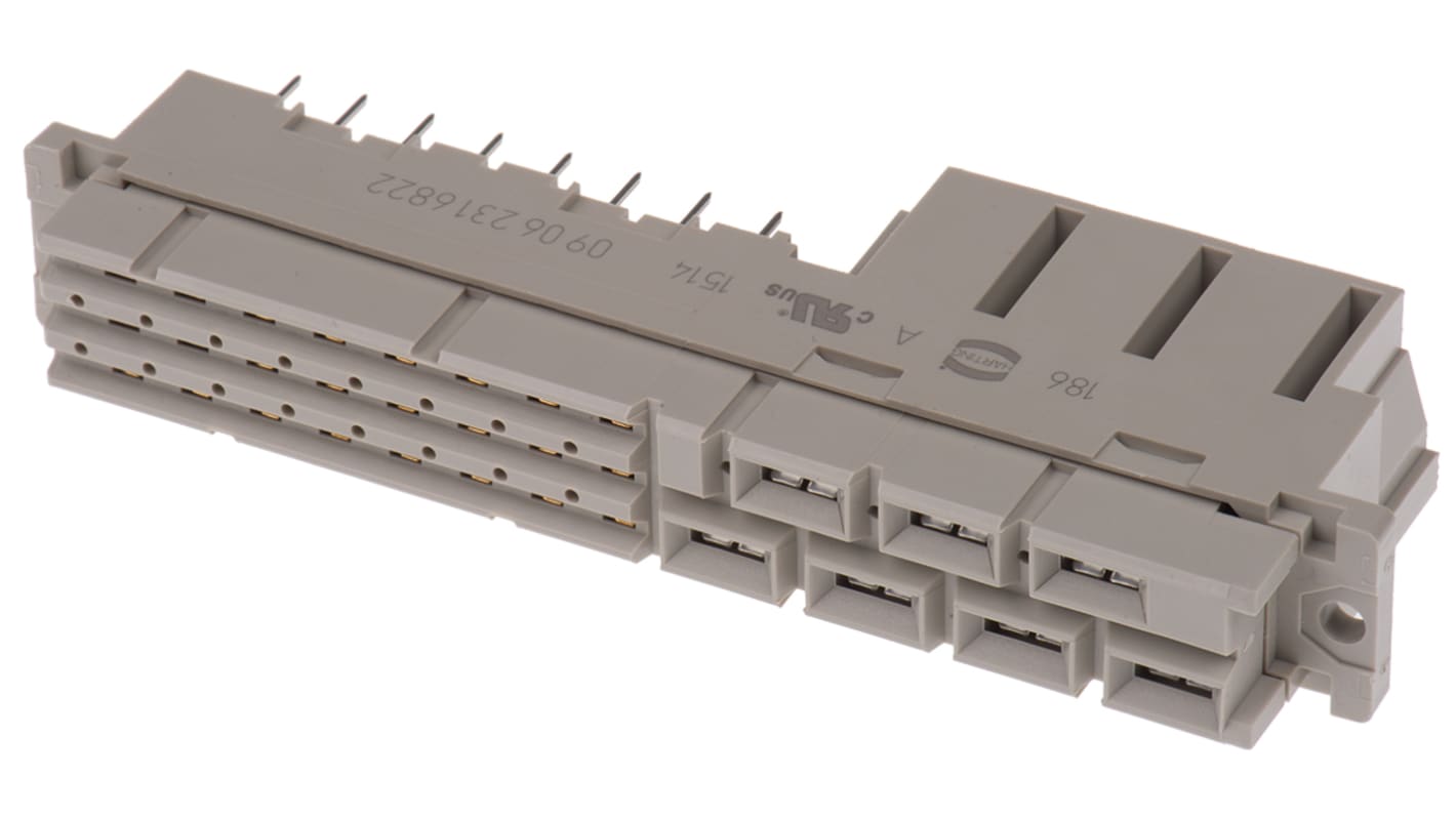 HARTING 09 06 24 + 7 Way 3.81 mm, 5.08 mm, 6.5 mm, 10.16 mm Pitch, Type MH Class C2, 2/3 Row, Straight DIN 41612