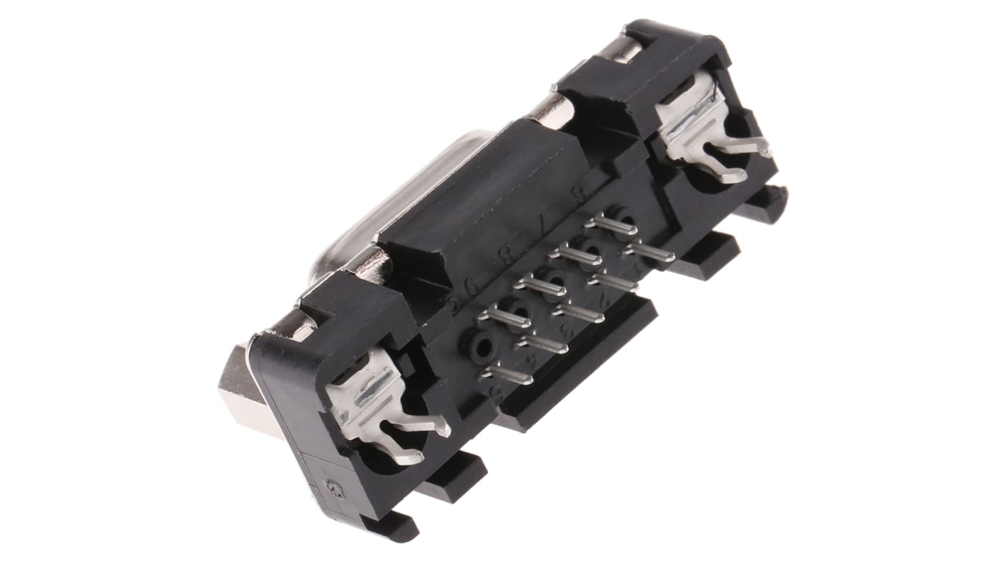 HARTING D-Sub Standard 9 Way Through Hole D-sub Connector Socket, 2.74mm Pitch, with 4-40 UNC Threaded Inserts,