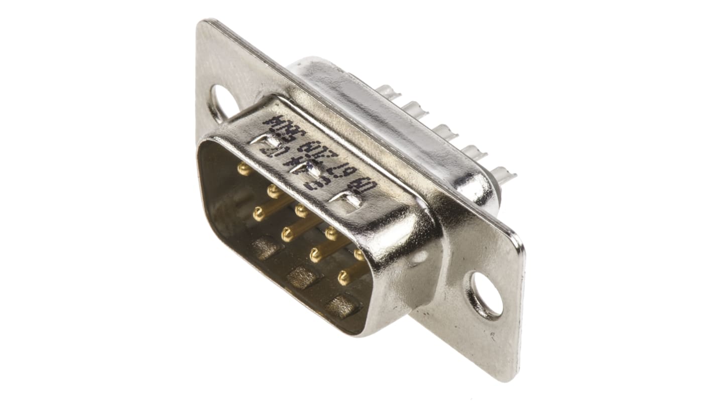 HARTING DB9针标准D-Sub公插, 直向, 面板安装, 焊接端接, 6.5A