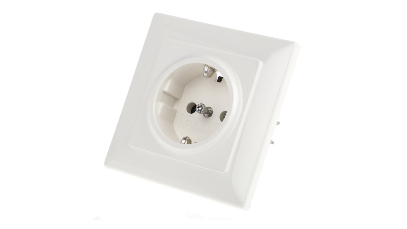 Presa elettrica, Siemens 5UB1580, 16A, 1 modulo, IP20, presa Tipo F - Schuko tedesco in Plastica, Bianco In interni,