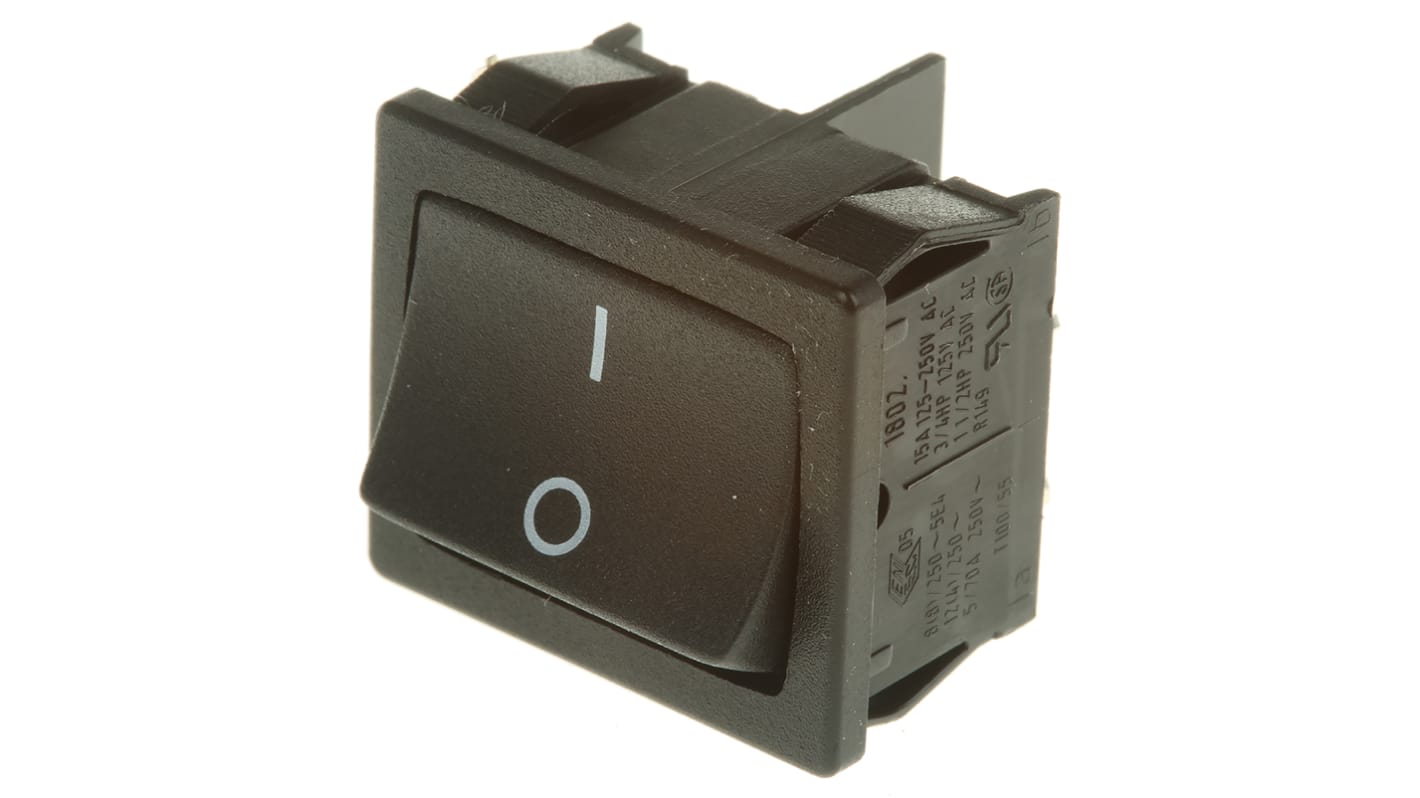 Interruptor de balancín, 1802.1123, Contacto DPST, On-Off, 12 A, No, Negro, IP40