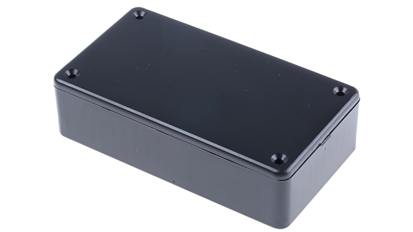 Hammond 1591 Series Black ABS Enclosure, IP54, Black Lid, 112 x 62 x 27mm