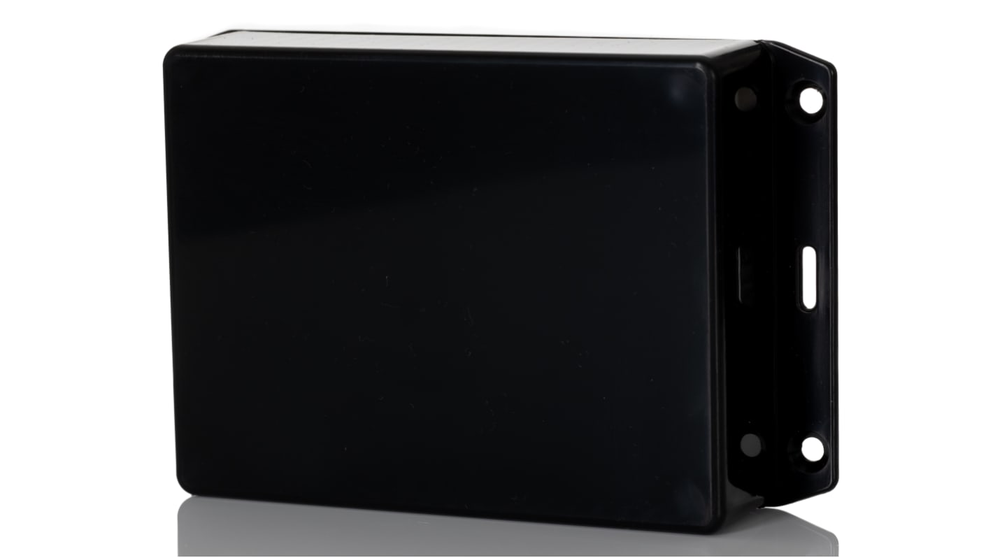 Hammond 1591 Series Black ABS Enclosure, IP54, Flanged, Black Lid, 121 x 94 x 30mm