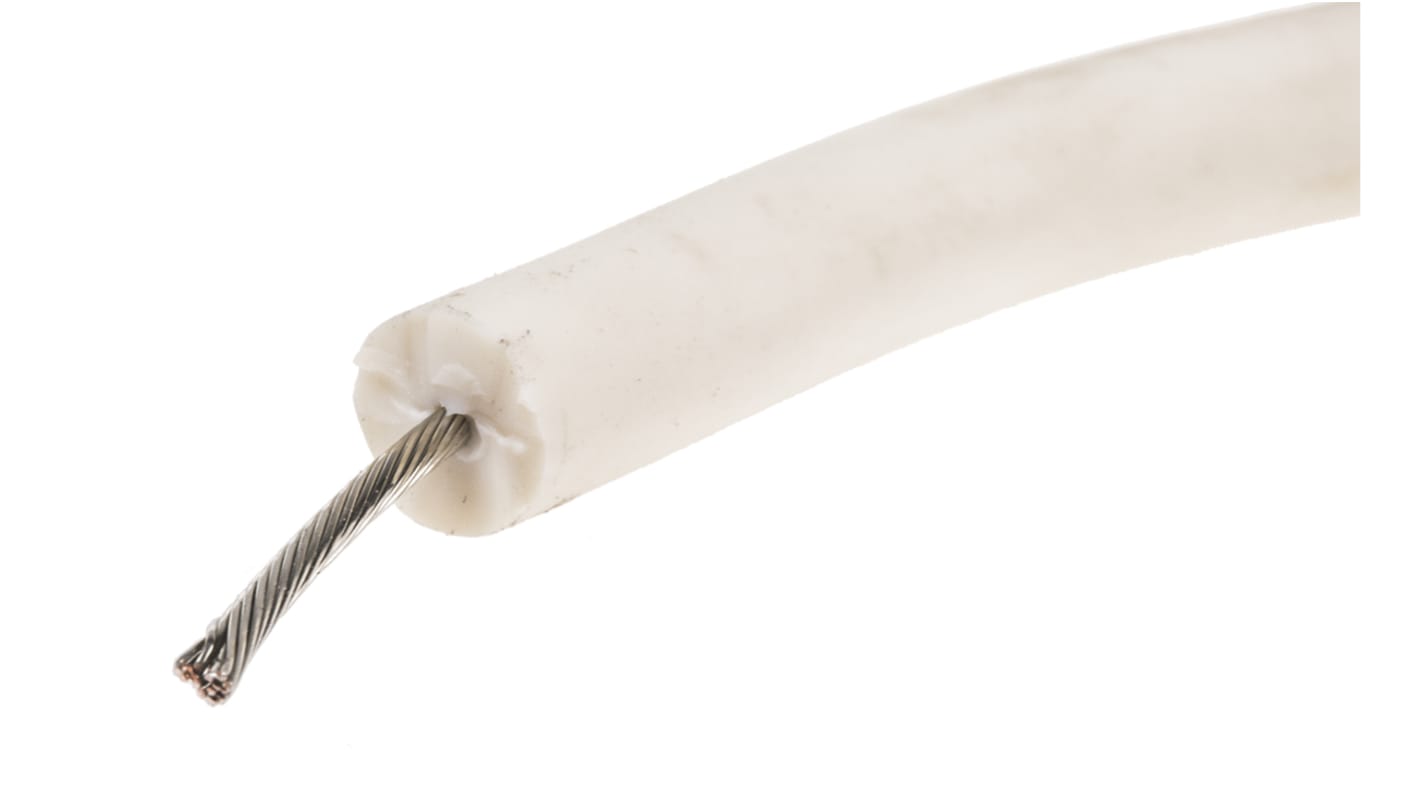 Alpha Wire Hook-up Wire Silicone Series White 0.75 mm² Hook Up Wire, 18 AWG, 16/0.25 mm, 30m, Silicone Rubber