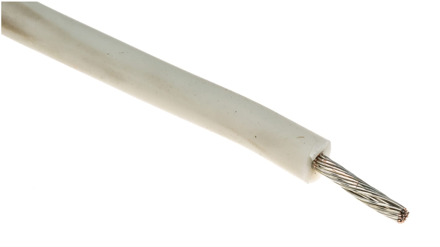 Alpha Wire Hook-up Wire Silicone Series White 2.1 mm² Hook Up Wire, 14 AWG, 41/0.25 mm, 30m, Silicone Rubber