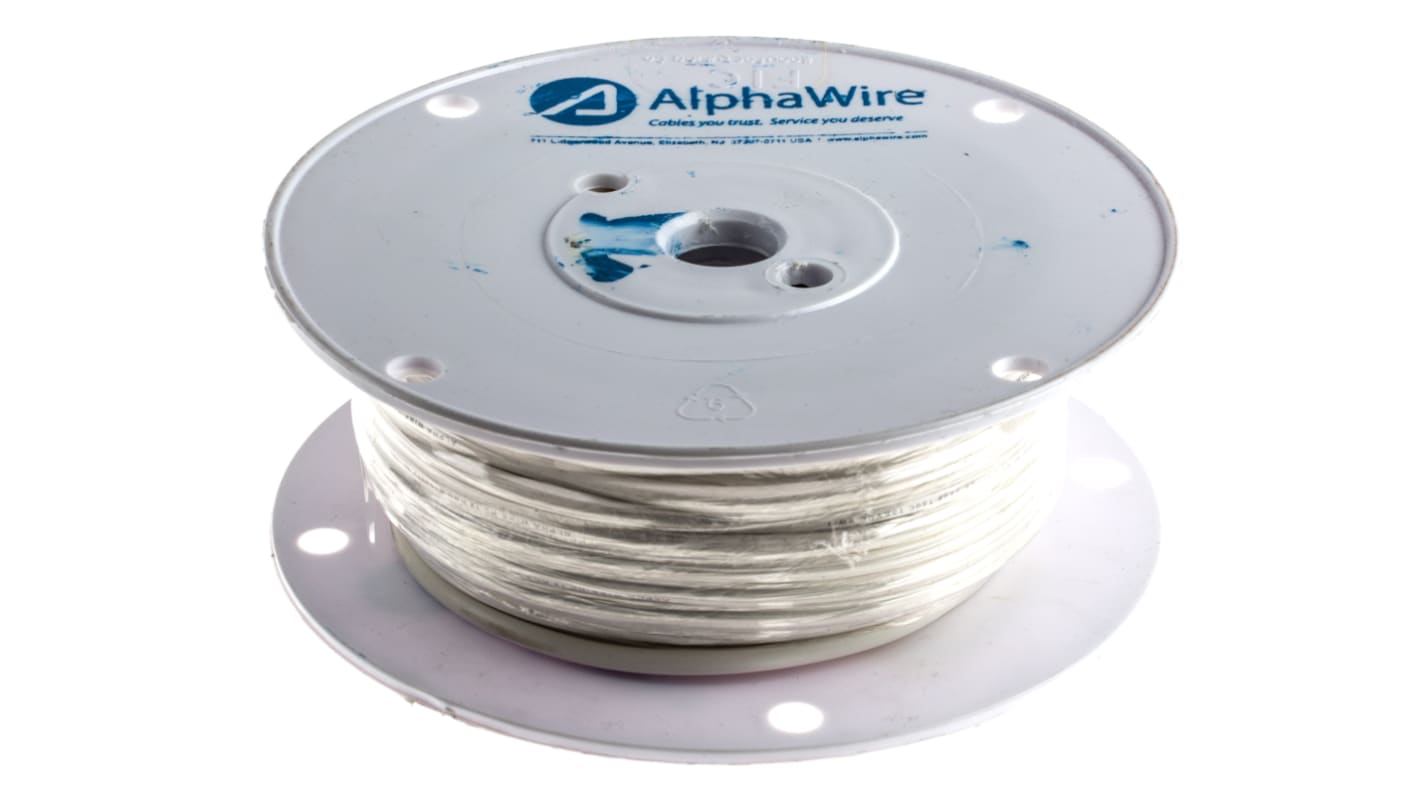 Alpha Wire Hook-up Wire Silicone Series White 3.3 mm² Hook Up Wire, 12 AWG, 65/0.25 mm, 30m, Silicone Rubber