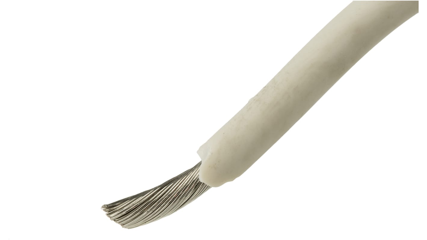 Alpha Wire 白色电线, 5.2 mm², 30m长, 10 AWG, 15 kV 直流, 最高+150°C, 硅橡胶绝缘, Hook-up Wire Silicone系列