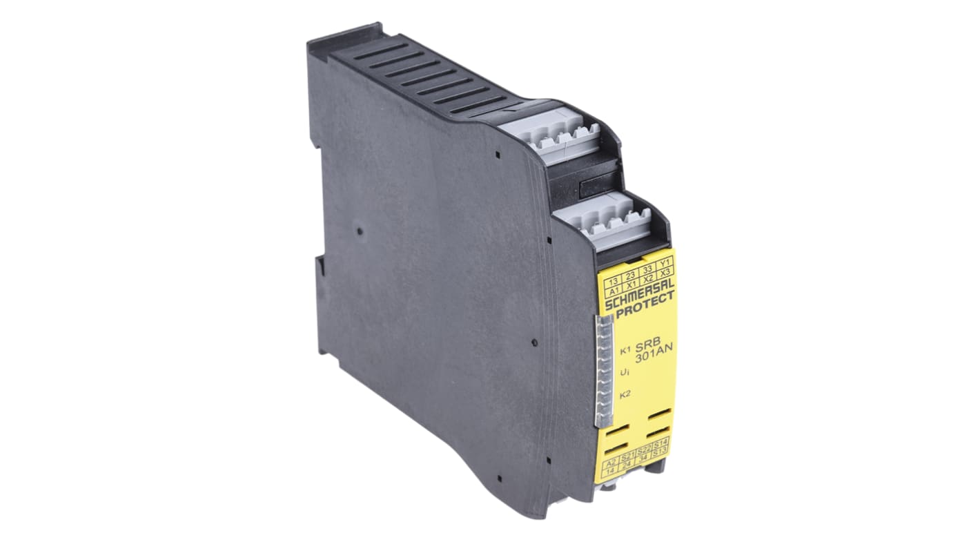 Schmersal PROTECT SRB SRB 301AN Emergency Stop Safety Relay, 24V ac/dc, Single/Dual-Channel, 4 Safety Contacts