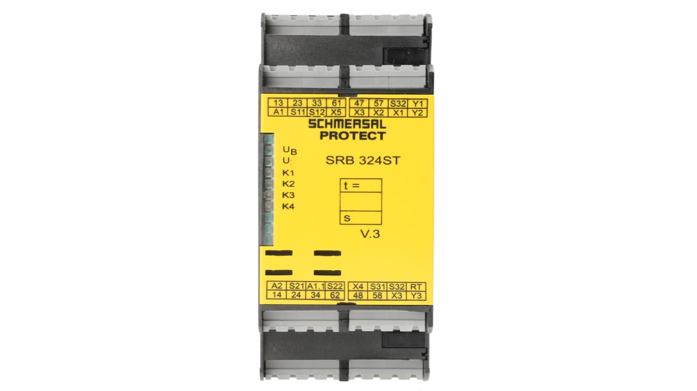 Schmersal SRB 324ST Emergency Stop Safety Relay, 24V ac/dc, Single/Dual-Channel, 5 Safety Contacts